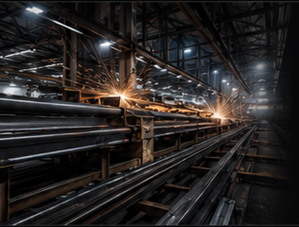 Visual conceptual de produção metalúrgica, gerado por IA